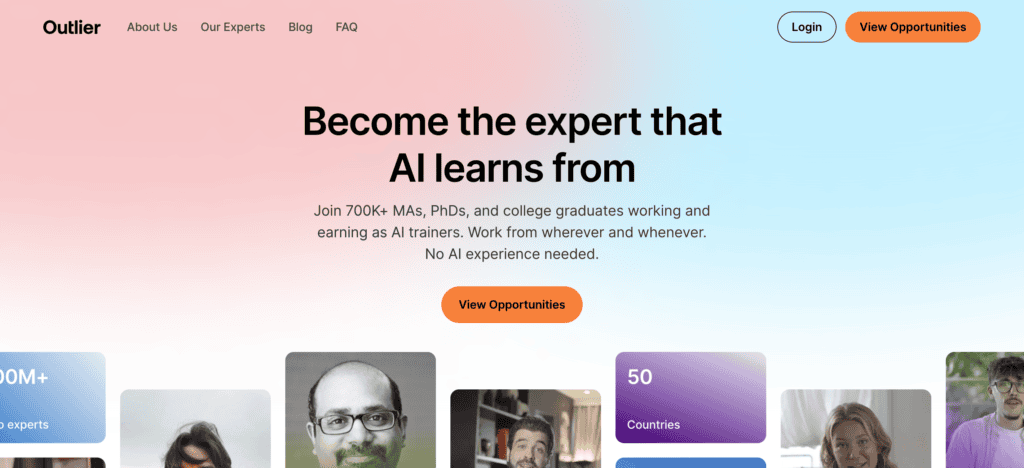Outlier AI task earn money dashboard showing available tasks for Indian users