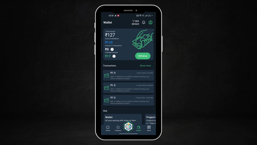 Funngro app earnings wallet showing balance India, funngro real or fake